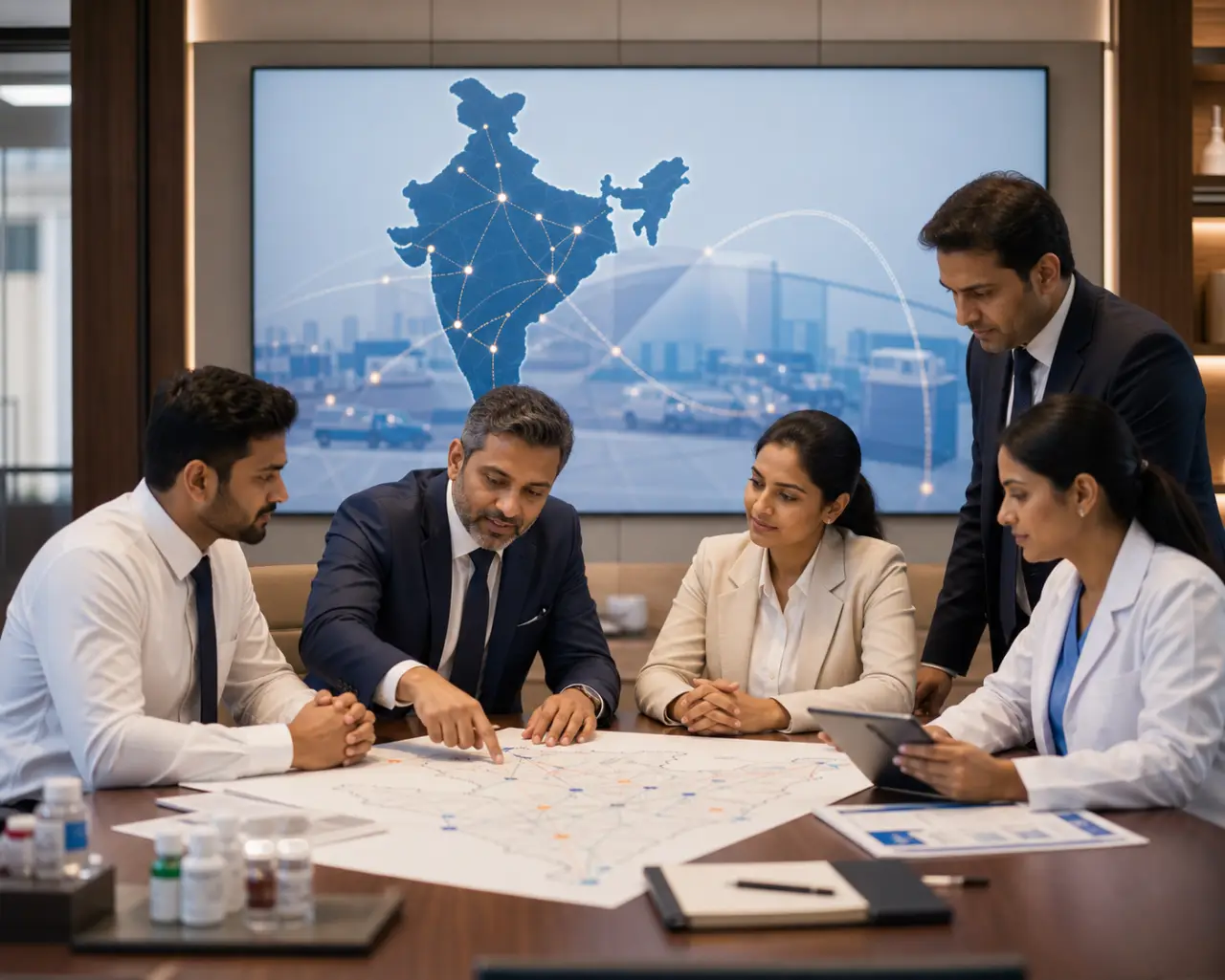 Healthcare access team reviewing regional coverage across India